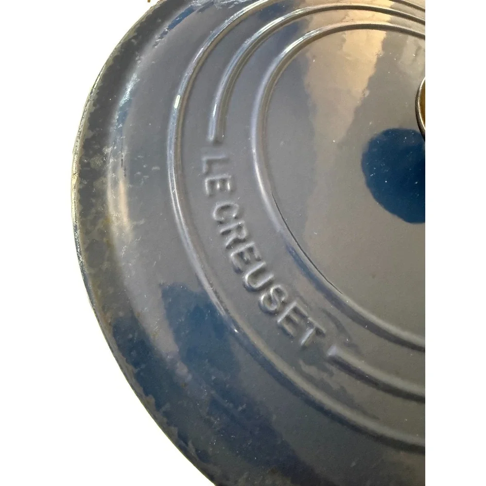 Vintage Le Creuset Cobalt Blue Round Cast Iron Dutch Oven Pot 28 7.25 Qt France